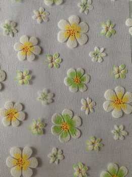 Stoff Blümchen grün-weiss-gelb